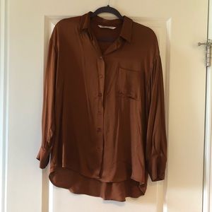 Zara Silky Button Down Shirt